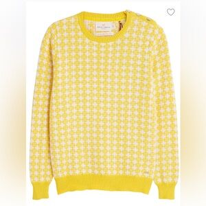 Lindex Holly & Whyte Yellow and White pattern Crewneck Sweater size small